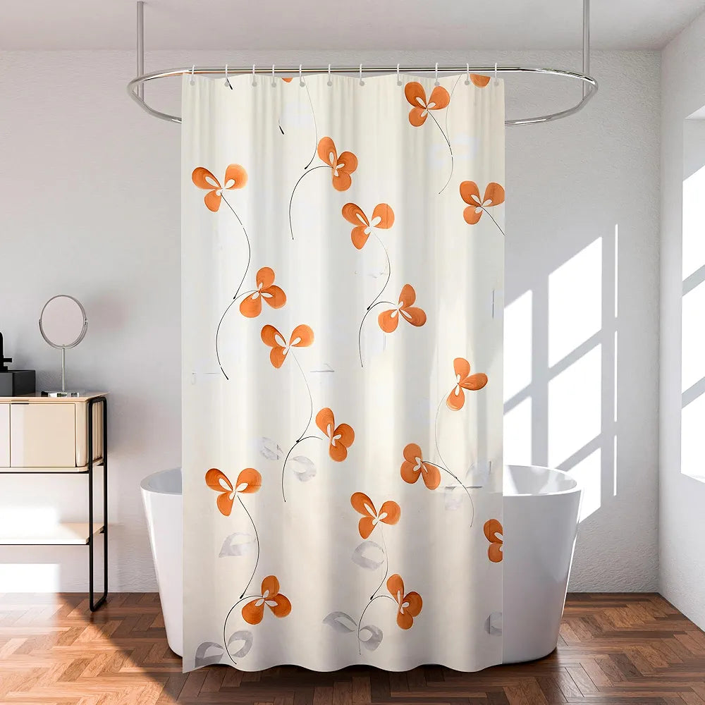 Kuber Industries Shower Curtain | 7 Feet | Bathroom Shower Curtain | AC Curtains | PVC Waterproof Window Curtain | Curtains for Bathtub | 8 Rings Curtain | Painting | Cream